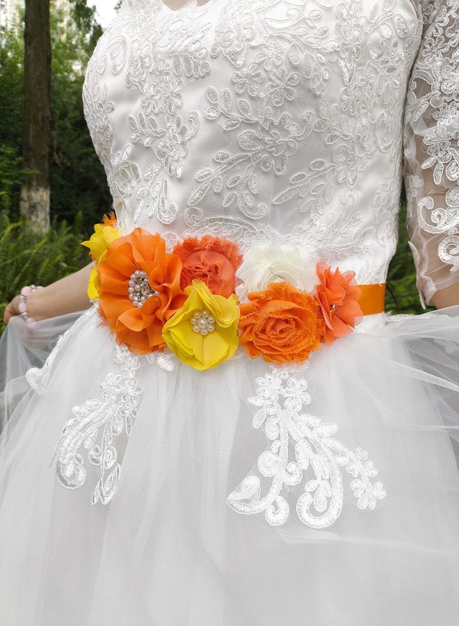 Oyabridal Orange Baby Shower Sash Maternity Sash Orange Pregnancy Sash Belt Baby Shower - Image 5